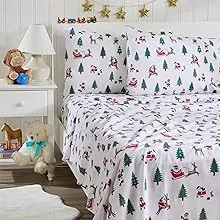 Great Bay Home Cotton Printed Flannel Sheet Set (Full, Santa)