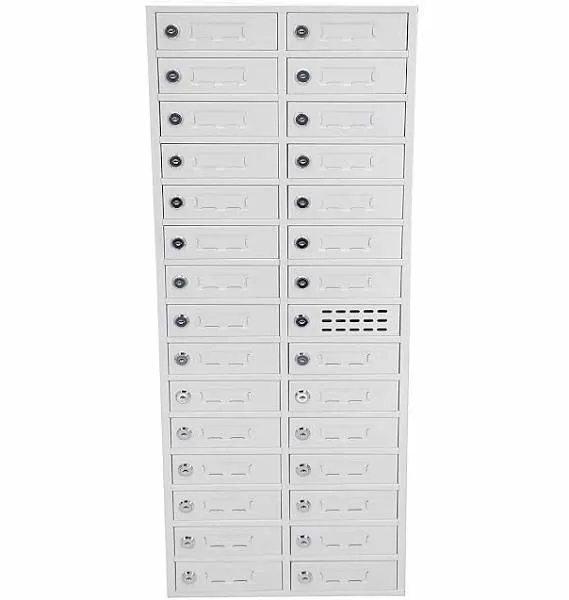 FixtureDisplays® 30-Slot 7" Wide Door Cellphone Charging Station Female USB Locker Storage Cabinet Fit Mini Pad Comupter 14X38X9" 15251-USB