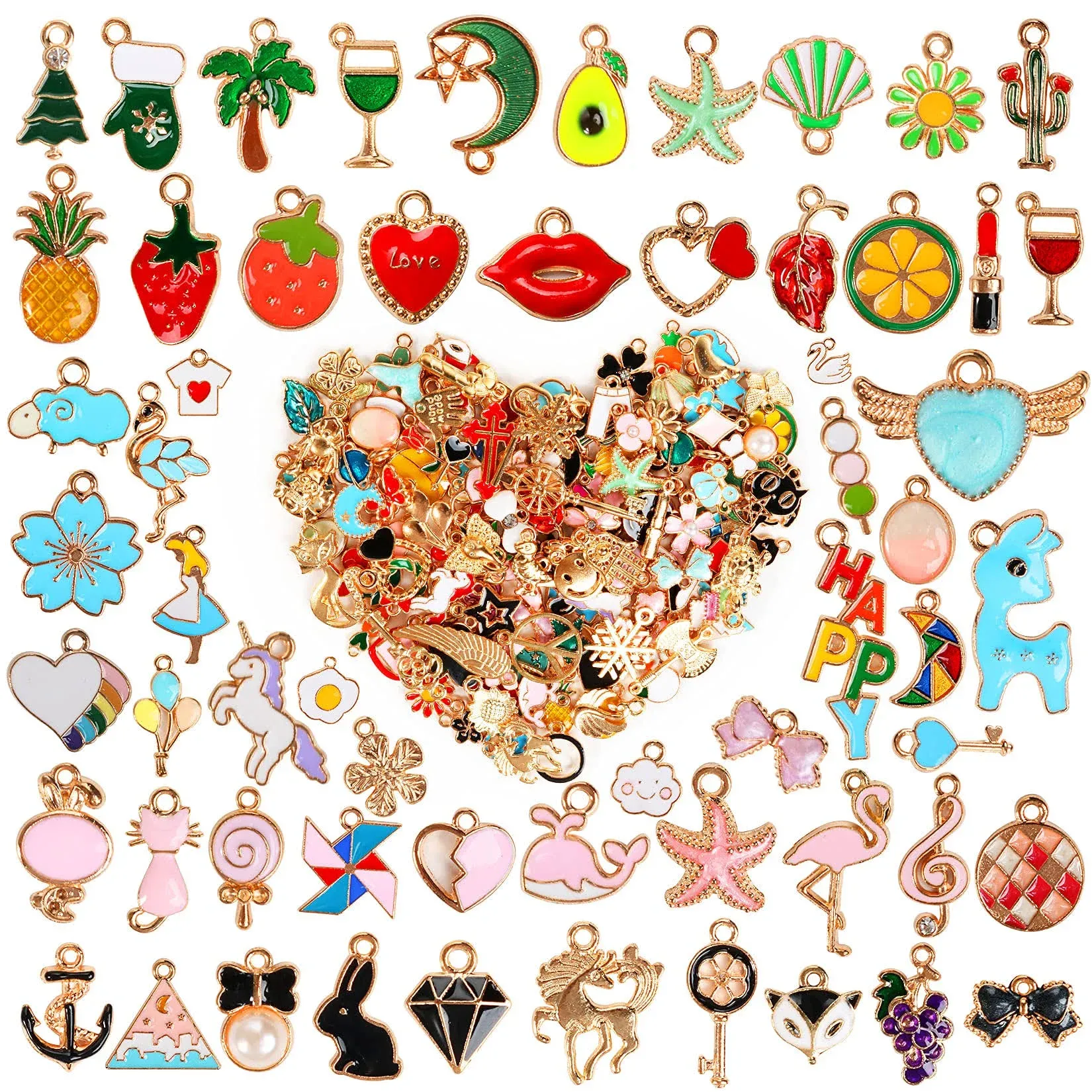 460pcs Charms for Jewelry Making, Assorted Wholesale Mixed Color Plated Bracelet ...