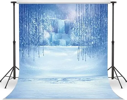 LYWYGG 5X7FT Ice and Snow White World Photography Backdrops Background Christmas Winter Frozen Snow Ice Crystal Pendant World for Children Photo Studio Props Backdrop CP-13