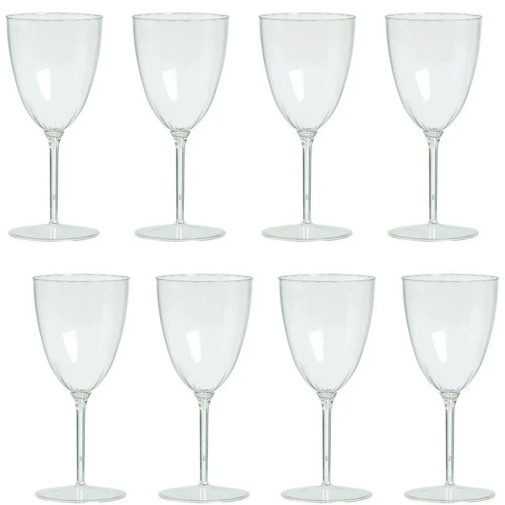 Amscan Premium Plastic Wine Goblets Box Set, Clear - 8 pack