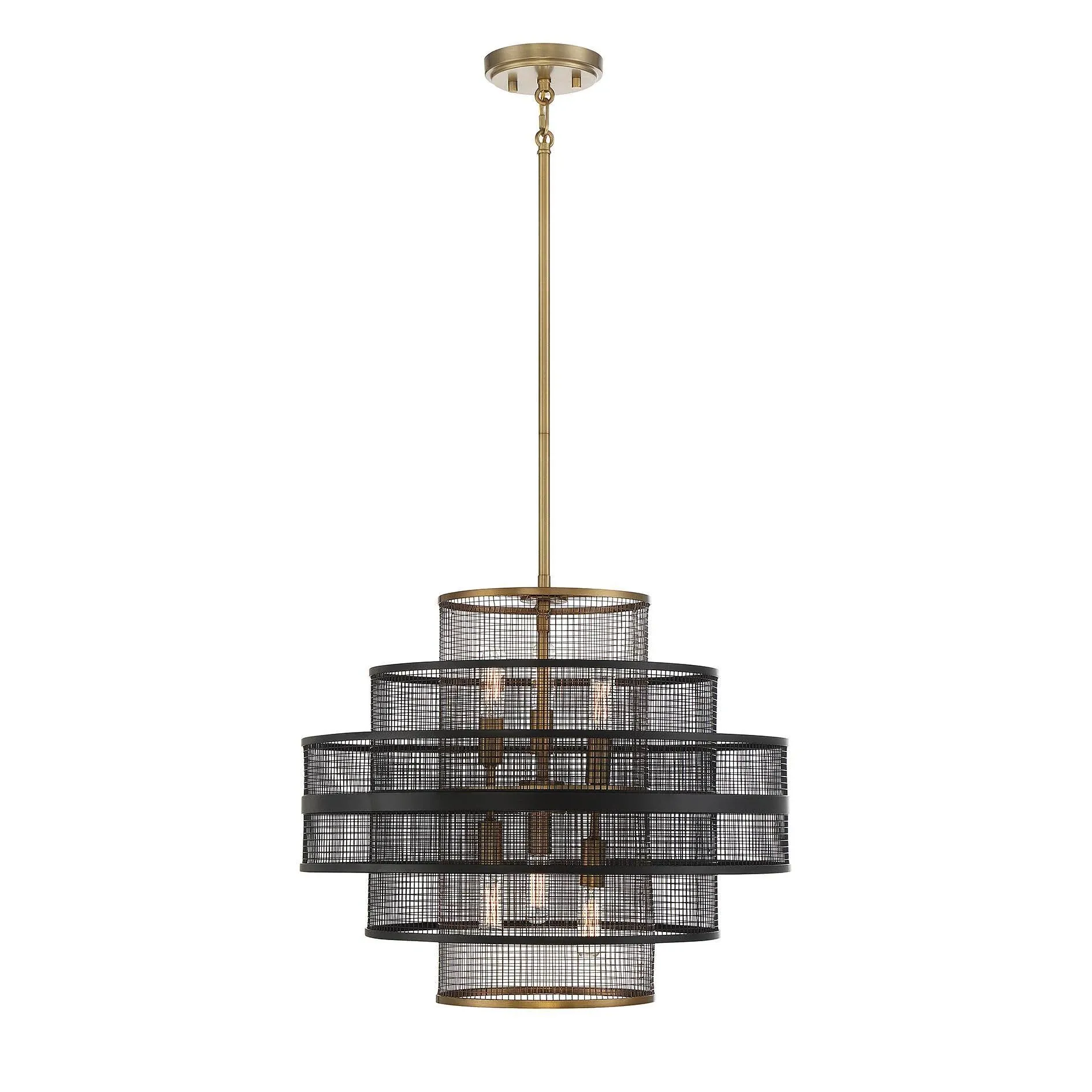 Savoy House 7-1927-6-143 Kelvin 6-Light Pendant in Matte Black with Warm Brass