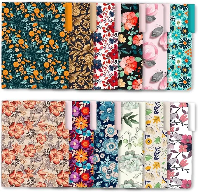 12 Pack Decorative File Folders, Floral Cute Folder... 