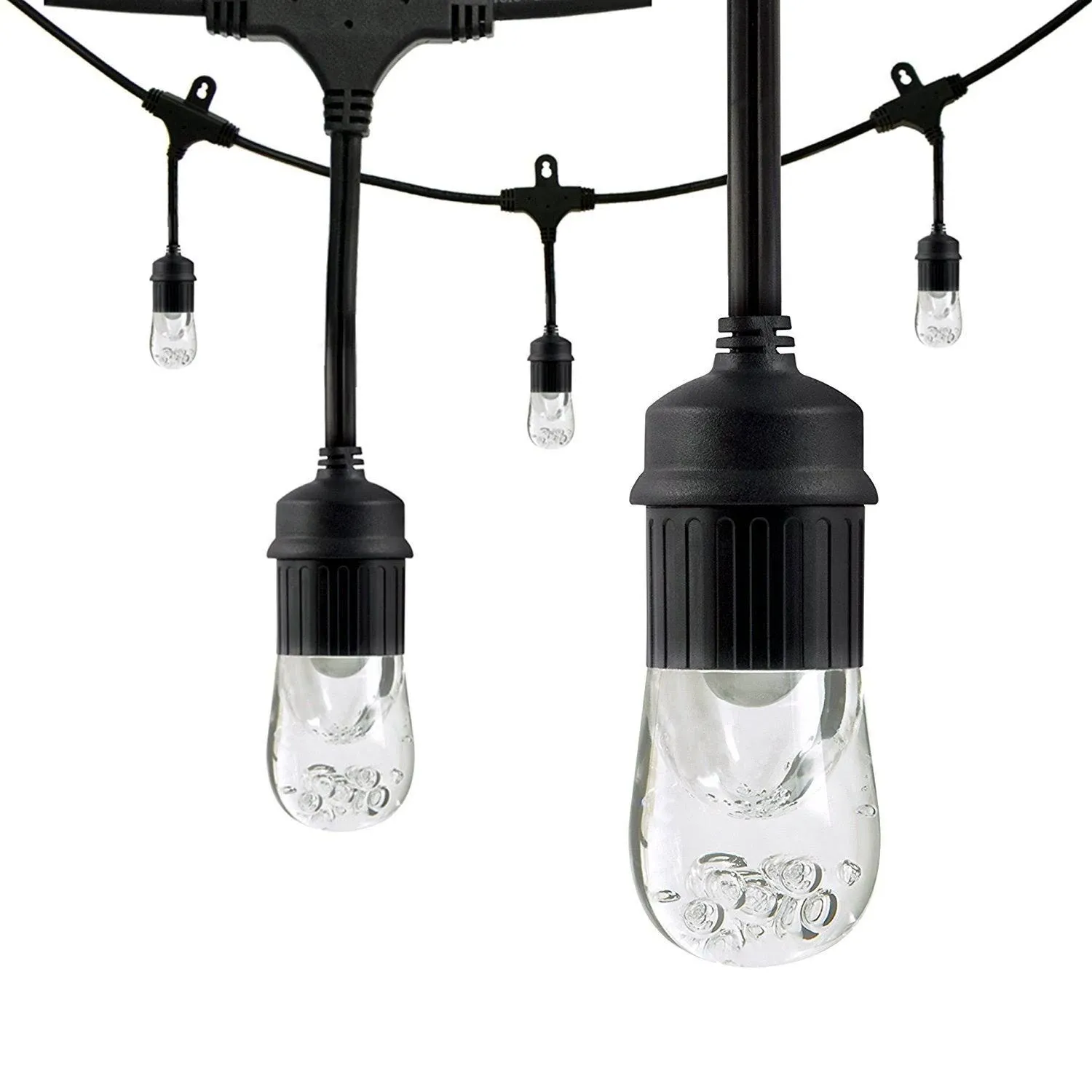 Enbrighten Indoor/Outdoor Lights, 12 Lifetime Bulbs, Black 24 feet