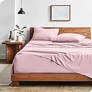 Bare Home Sandwashed Sheet Set  1800 Ultra-Soft Microfiber Bed Sheets  Deep Pocket Sheets  King  Dusty Pink  4-Pieces