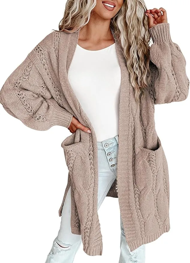 Astylish Long Sleeve Cardigan for Women Woman Cardigan Sweater Cardigan Long for Women Long Cozy Cardigans for Women Apricot Large