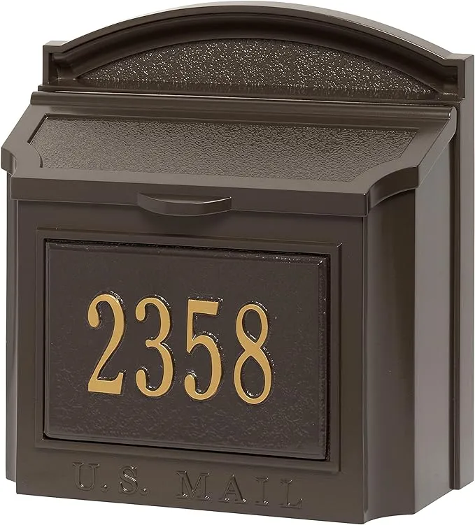 Whitehall™ Personalized Whitehall Wall Mailbox with Address Plaque (4 Colors Options Available)