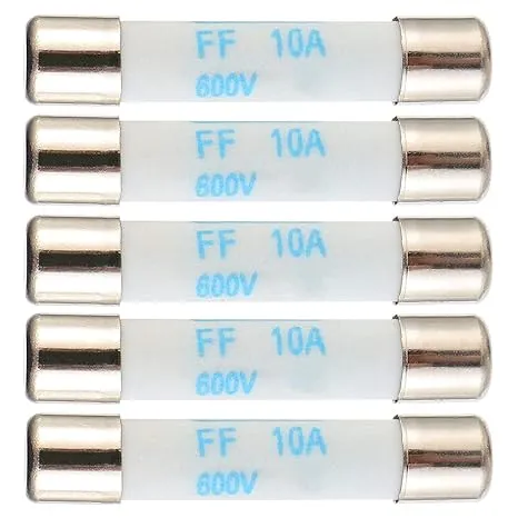 BOJACK Digital Multimeter Fuse 10A 600V DC Fast Acting Nickel-Plated Brass Ceramic Fuse 6.3x32 mm FF10A (Pack of 5)