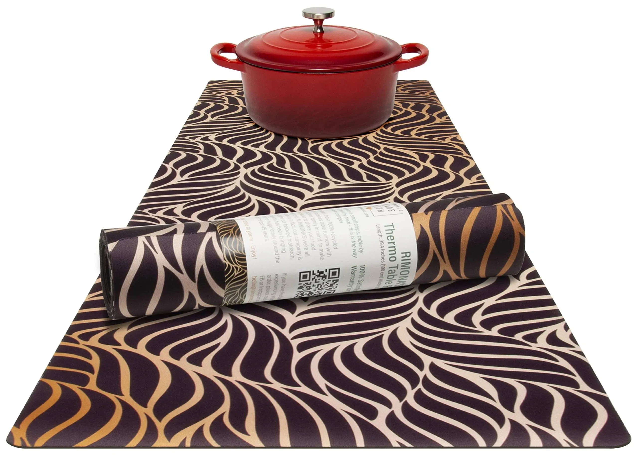 RIMONA'S Thermo Heat Resistant Table Runner and Trivet for Hot Dishes - Waterproof Hot Plates to Protect Table and Countertop - Kitchen & Dining 350F Heat Protector 40" - Proud American Runner