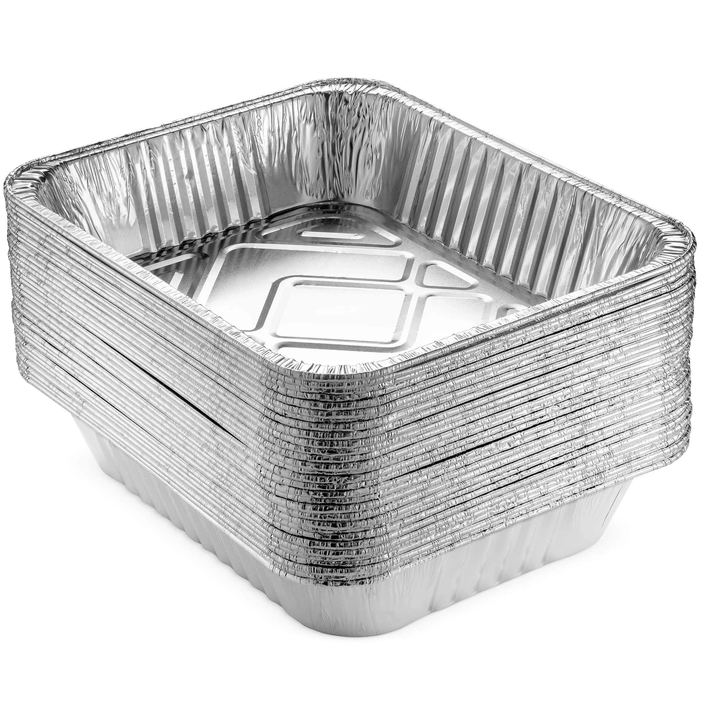 NYHI 30 Pcs 9" x 13" Disposable Aluminum Pans Foil Containers for Cooking Baking Takeout Containers for Leftovers Heavy Duty Foil Pans Freezer Container Catering Supplies