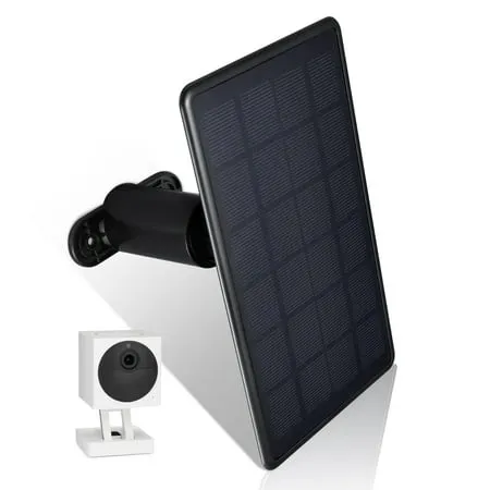 Wasserstein Solar Panel Compatible with Wyze Cam Outdoor - Plug in and Power Your Security Camera with Efficient Solar Power (1 Pack, Black) (Wyze Cam