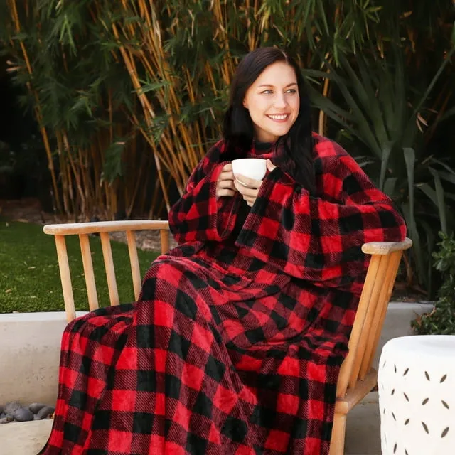 Catalonia Wearable TV Blanket with Sleeves Arms Micro Plush Mink Fleece Wrap Throw Robe 73 x 51”