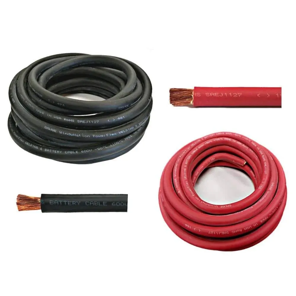 6 Gauge 6 Awg 20 Feet Black + 20 Feet Red Welding Battery Pure Copper Flexible C