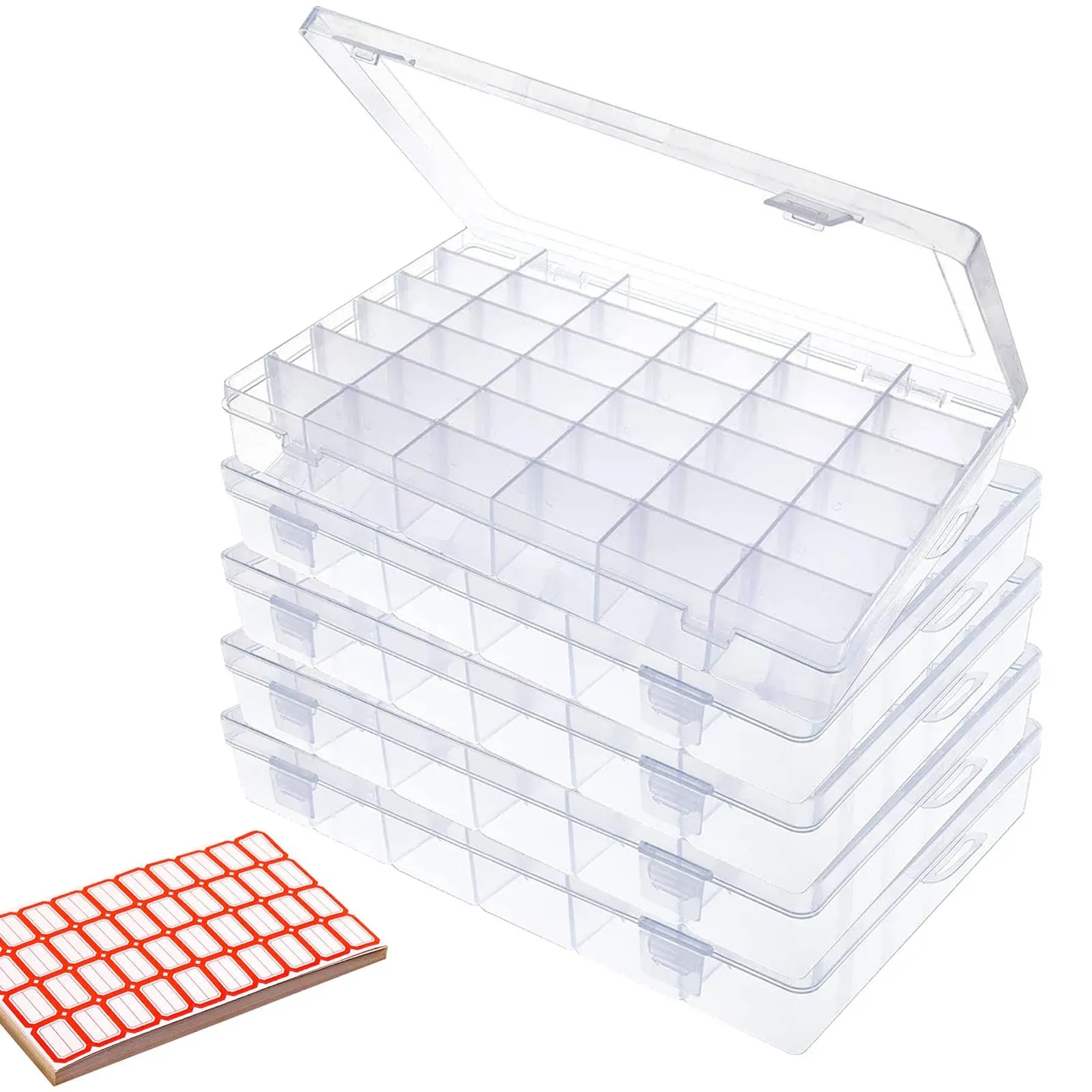 Odowalker 5Pack 36 Grids Clear Plastic Organizer Box