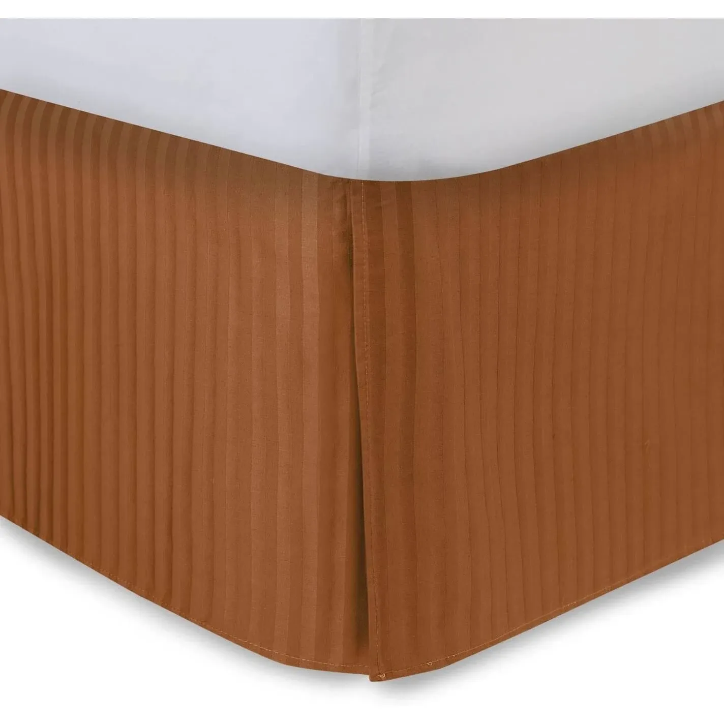 Rust Bed Skirt Twin XL Bed Skirt 18 Inch Drop Tailored/Pleated Striped Bedskirt Dust Ruffle with Split Corners and Platform Solid Poly/Cotton 300TC Fabric