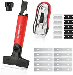 Goldblatt 2 Pieces Razor Blade Scraper with 20-piece Blades, Razor Scraper Tool, Razor Holder for Cleaning Glass Cooktop, Window, Decals, Stickers, Labels, Caulk, Adhesive, Paint Glue Removal