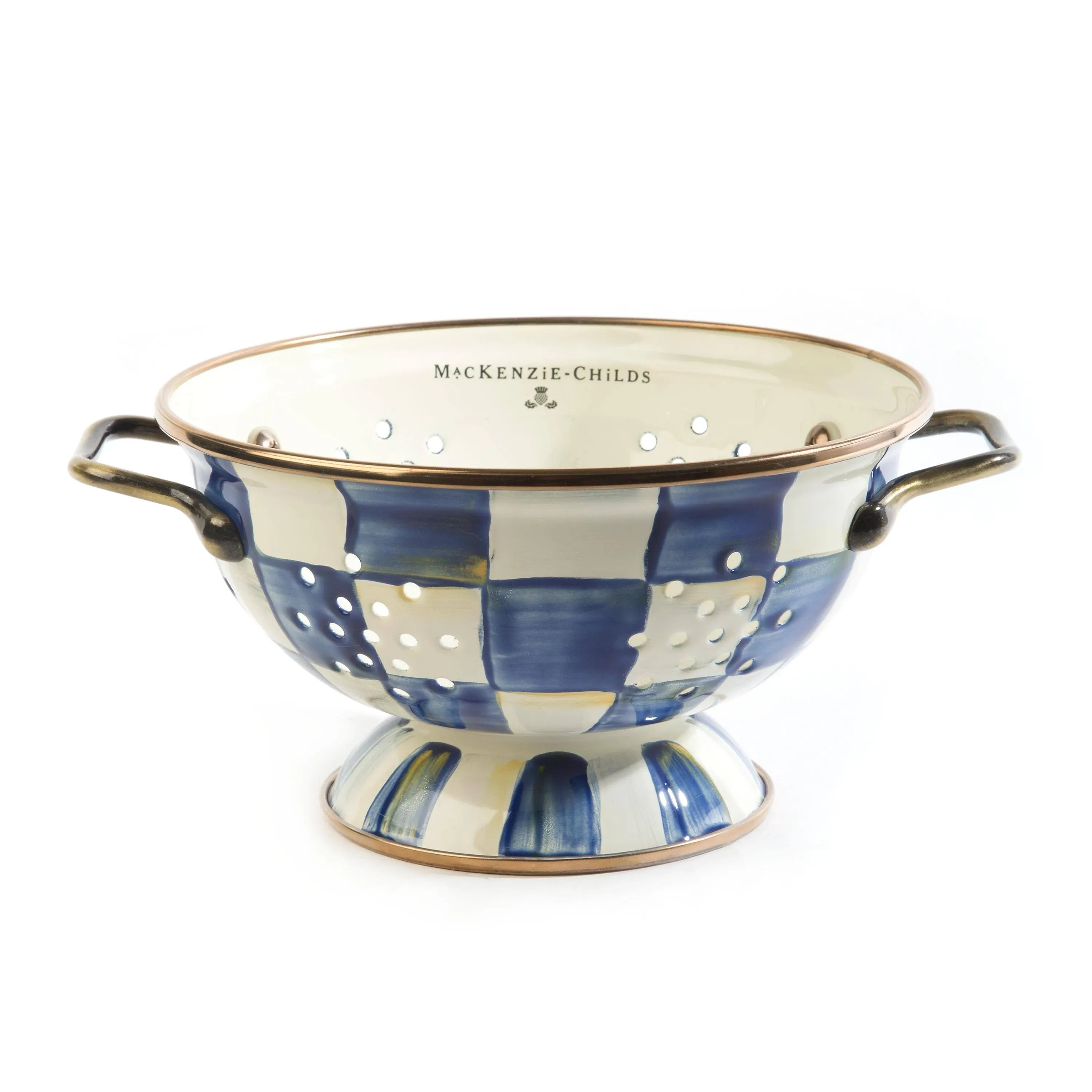 MacKenzie-Childs Royal Check Enamel Colander - Small