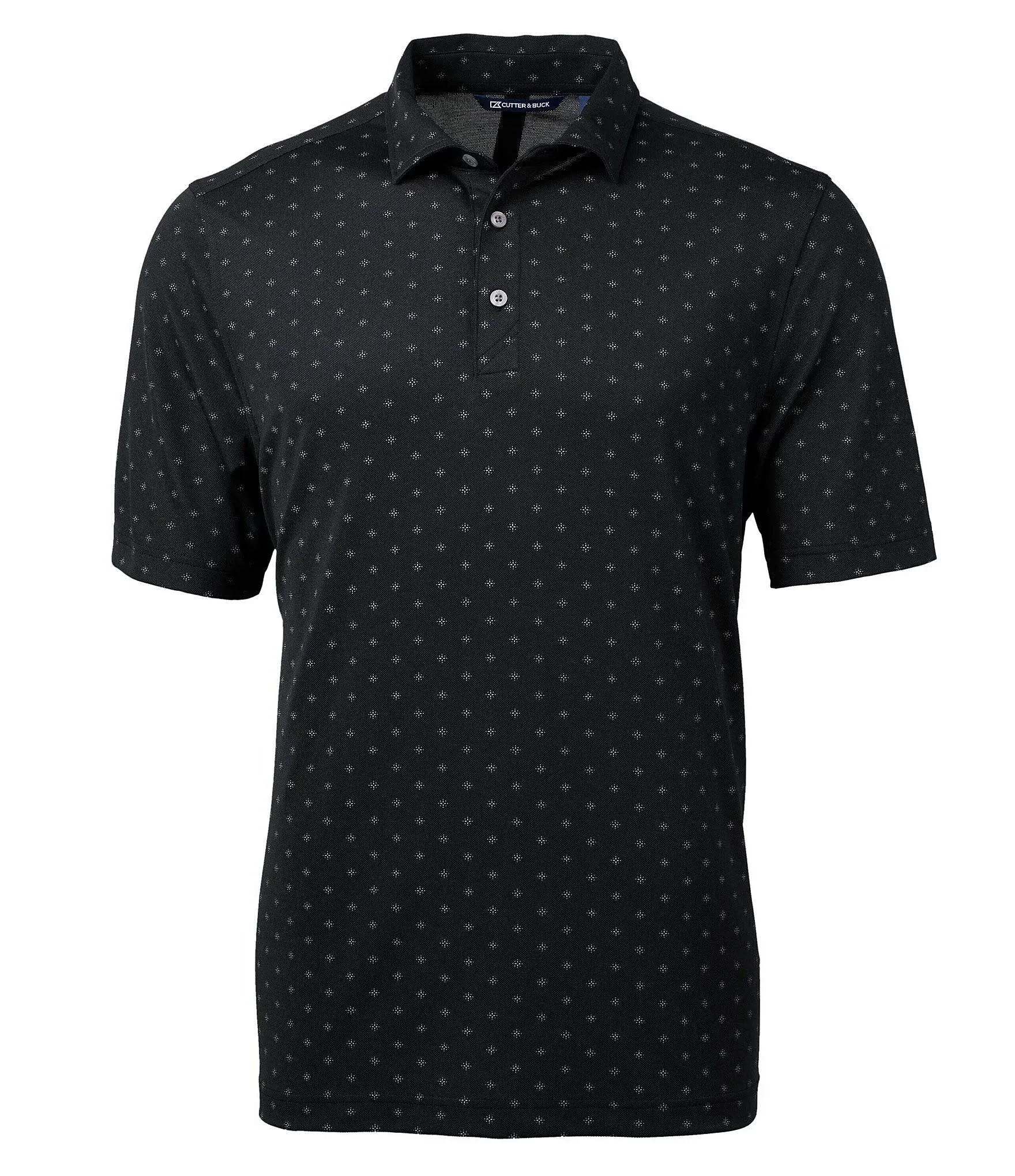 Cutter & Buck Virtue Eco Pique Tile Print Recycled Mens Polo - Black - XL