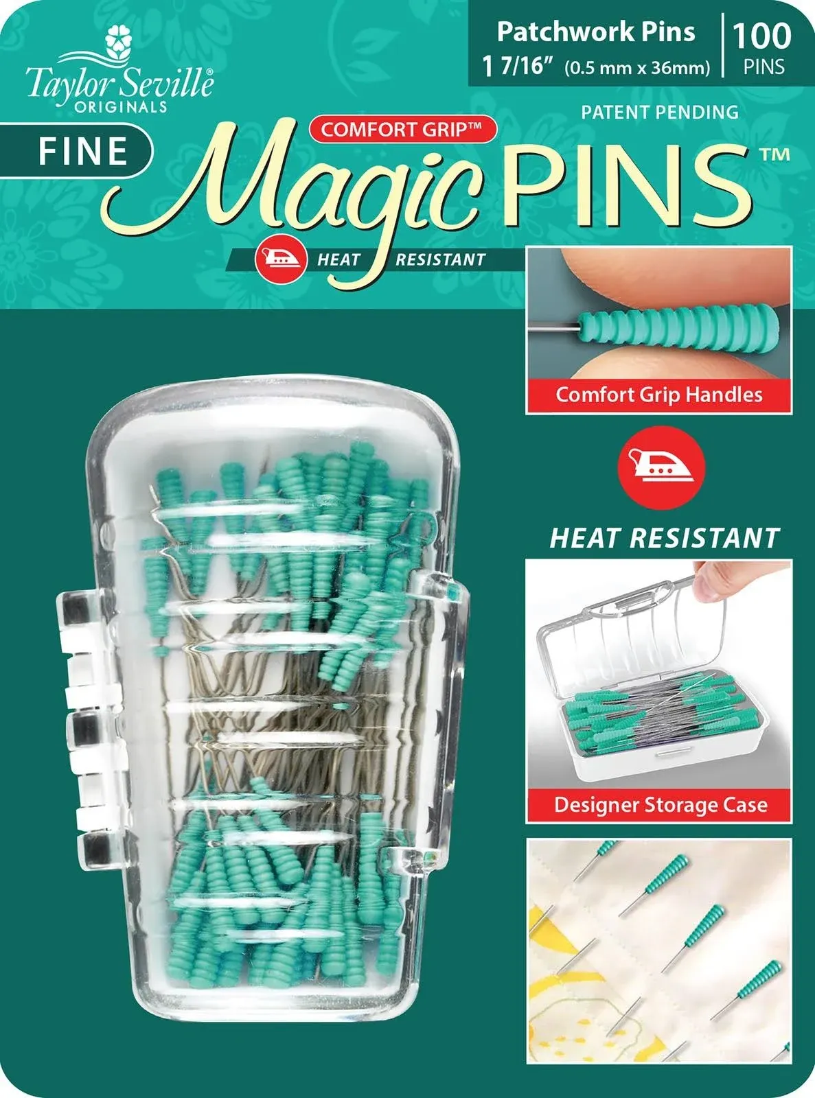 Taylor Seville Fine Magic Pins - Patchwork 100/PKG