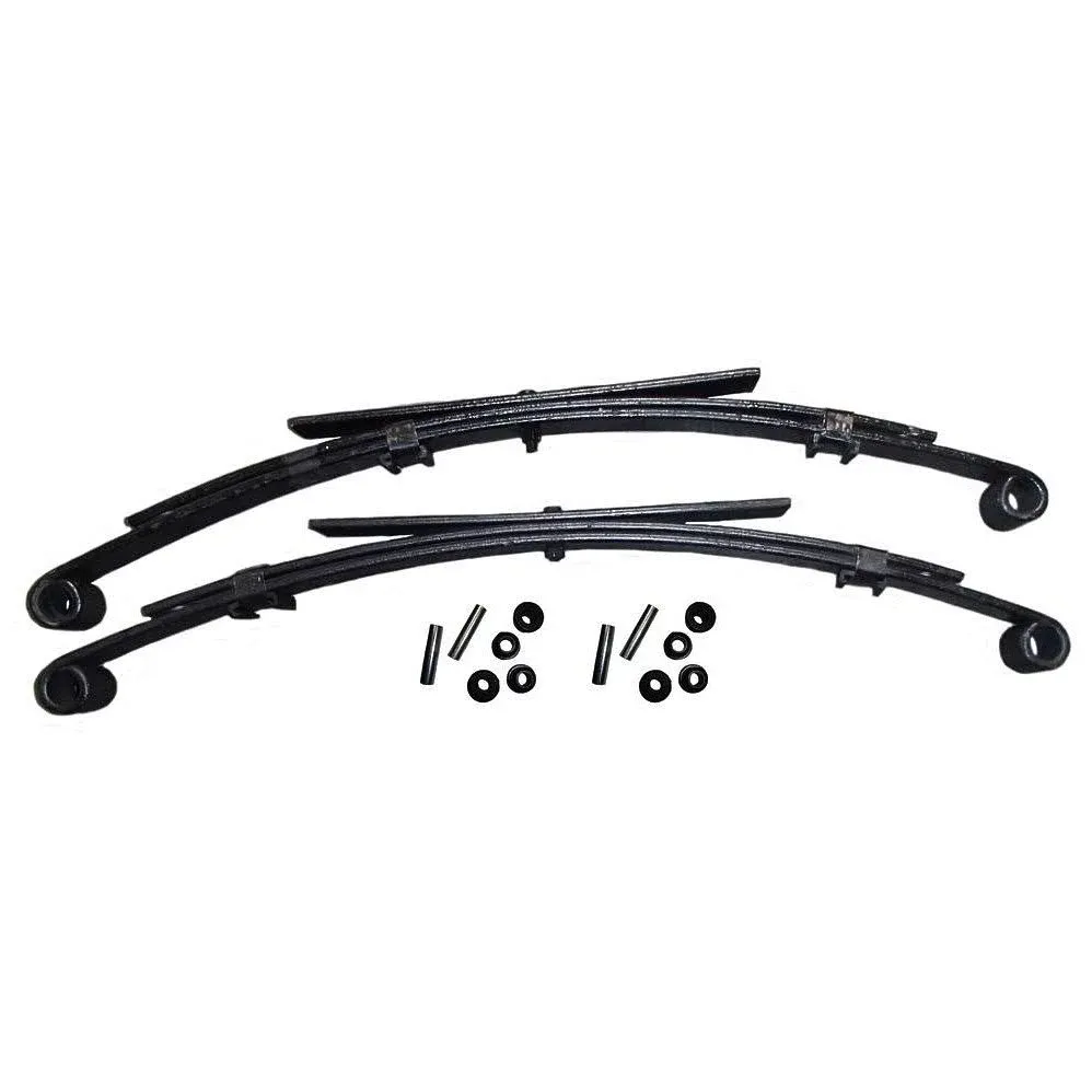 Set of Two Heavy Duty Rear Leaf Spring Kits (3 Leaf) Fits Club Car DS 1981 and Up w/Rubber Bushings and Steel Sleeves