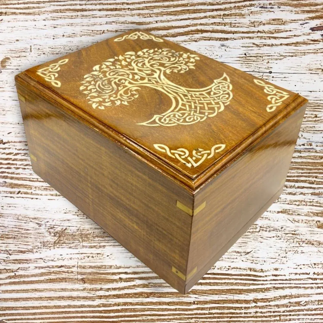 wooden Urn for Human Ashes | Tree of Life Wooden Urns HandCrafted Funeral Cremation Urn for Ashes Rosewood Cremation Urns Decorative urn-keepsake Cremation urn Box ((6''LENGTH x 4''WIDTH x 3''HEIGHT))