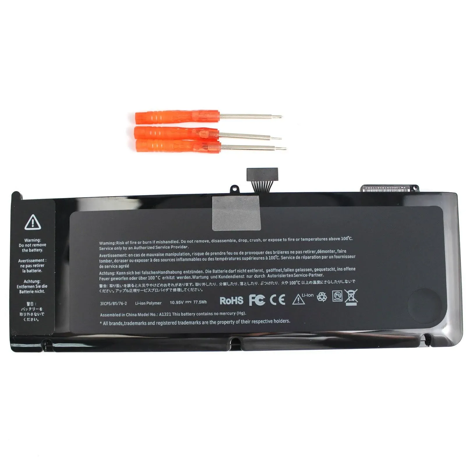 New A1321 Laptop Battery for MacBook Pro 15 inch (Only Mid 2009, Mid 2010 Version) A1286 MC371LL/A[10.95V 77.5Wh]