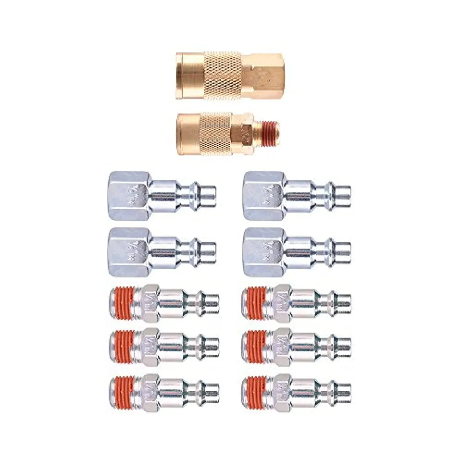 WYNNsky Air Coupler and Plug Kit, Quick Connect Air Fittings, 12 Piece 1/4" Industrial Solid Brass Quick Connect Set