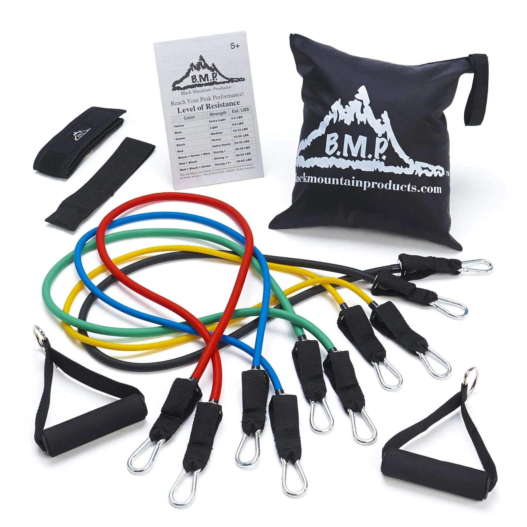 Resistance Band Set Door Anchor, Ankle Strap, Exercise Chart, and Carrying Case