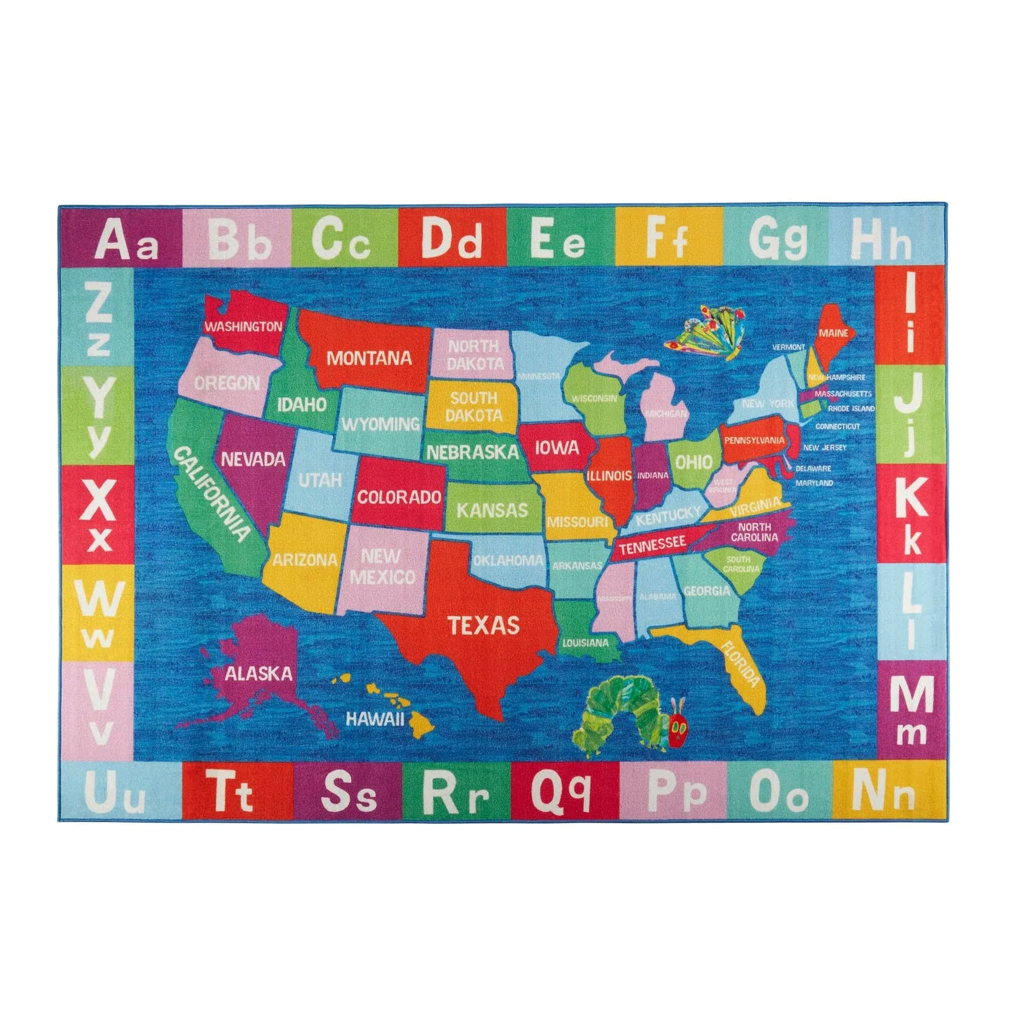 Eric Carle Elementary USA Map Area Rug, Blue