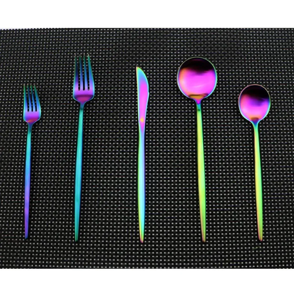 Iridescent Rainbow Multicolor Flatware 10 Pieces Tableware Set Cutlery Set Di...