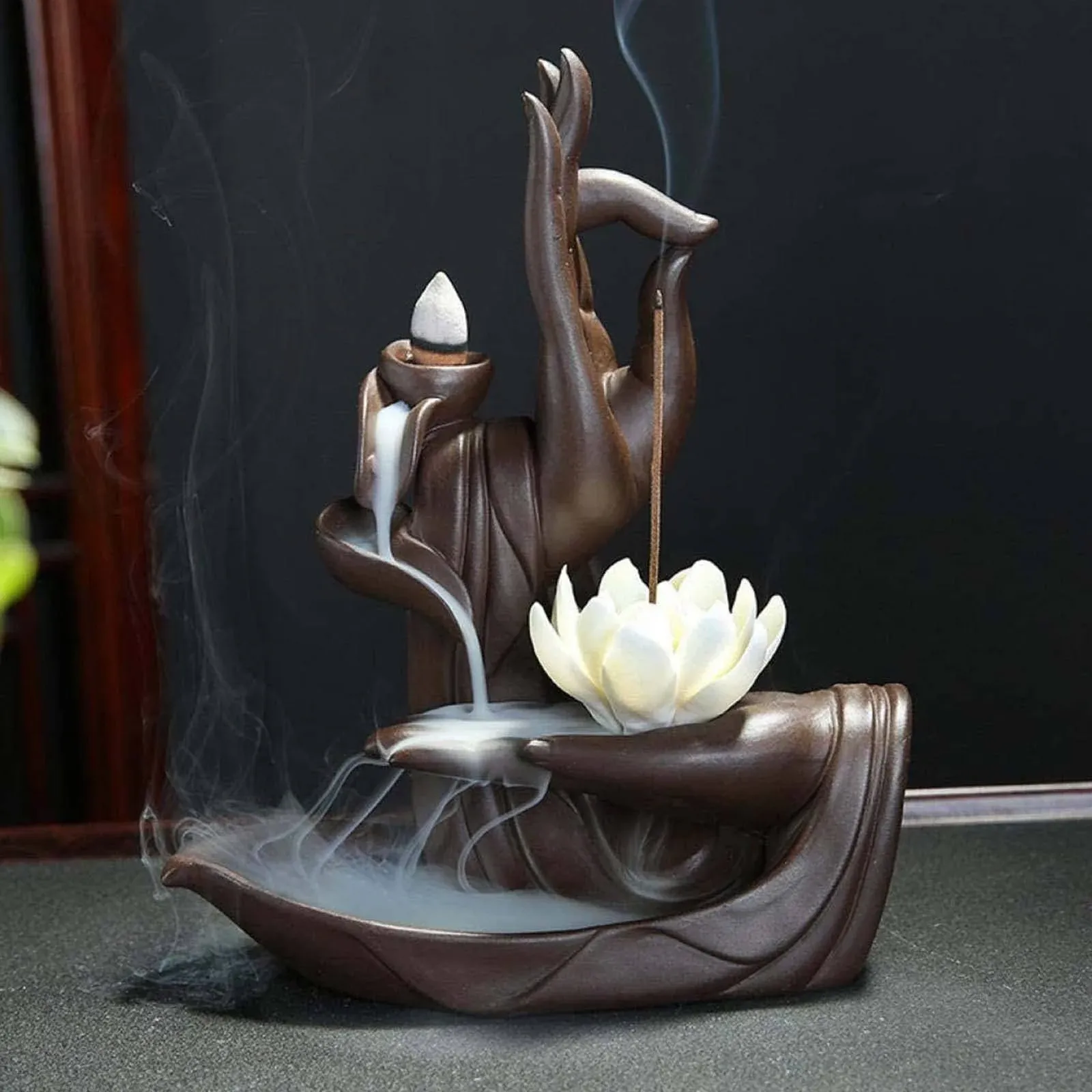 YYW Lotus Backflow Incense Holder Home Lotus Incense Burner with 10pcs Backflow ...