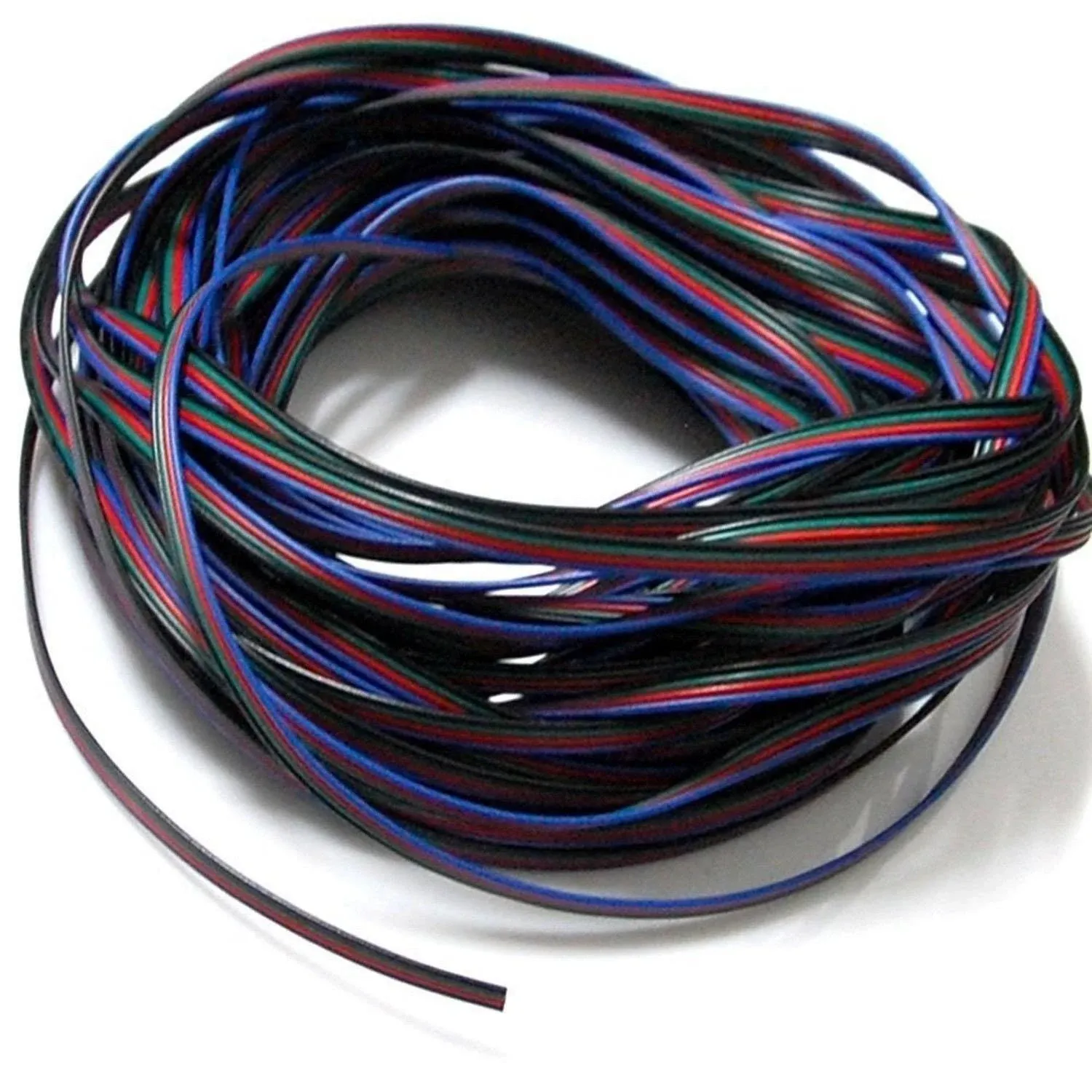 22 Gauge 4Pin Extension Wire, EvZ 22AWG 4 Conductor Parallel Electric Cable Cord for RGB LED Strips 3528 5050, Black-Green-Red-Blue, 33ft/10M