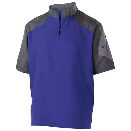 Holloway Raider Pullover Cage Jacket - Weather-Resistant Quarter Zip Athletic Wear with Sleeve Pocket