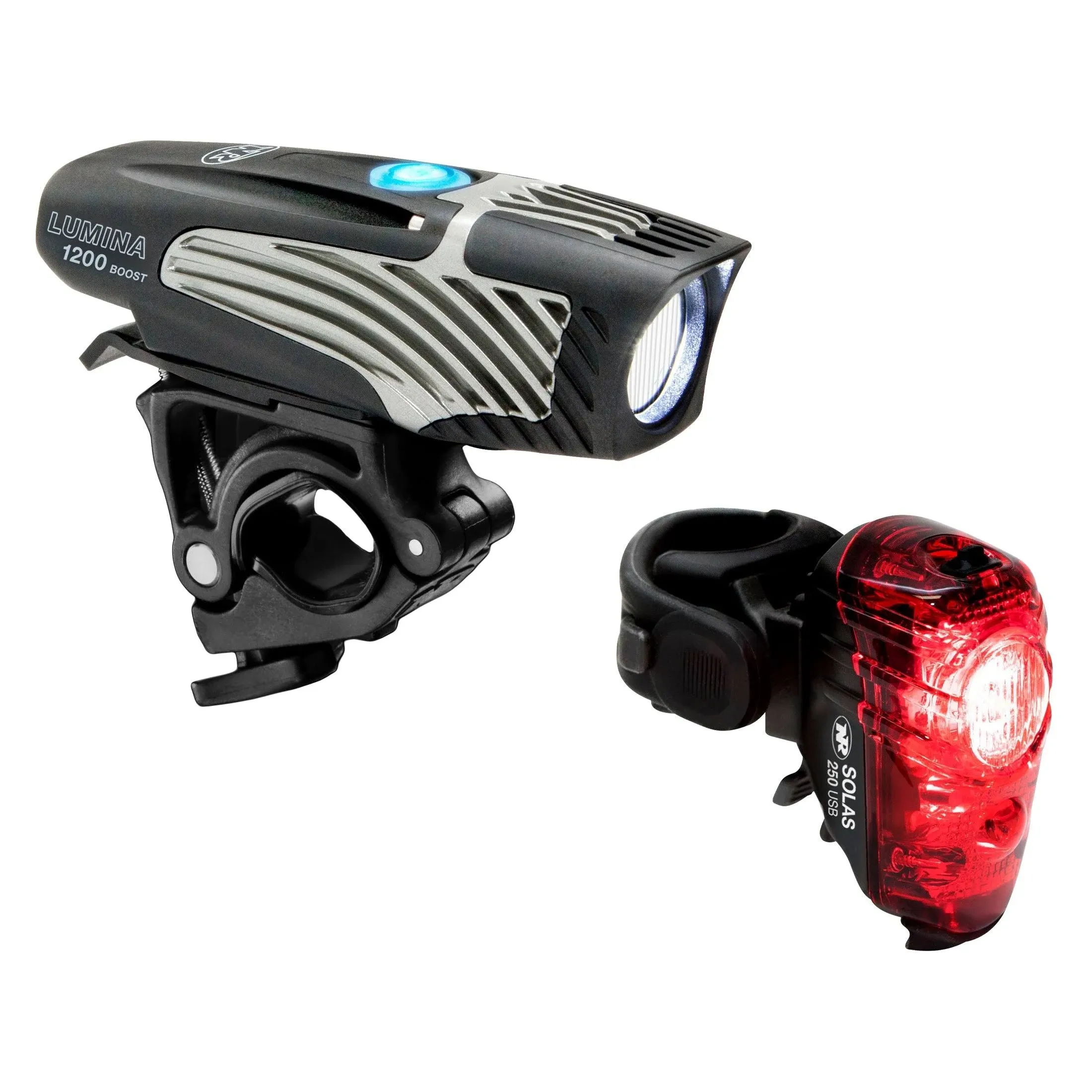 Lumina Pro 1200 and Vmax+ 150 Bike Light Set Combo USB Rechargeable Bicycle Headlight LED Front Light Water Resistant Mountain Road City Commuting Cycling Safety Flash Black/Red