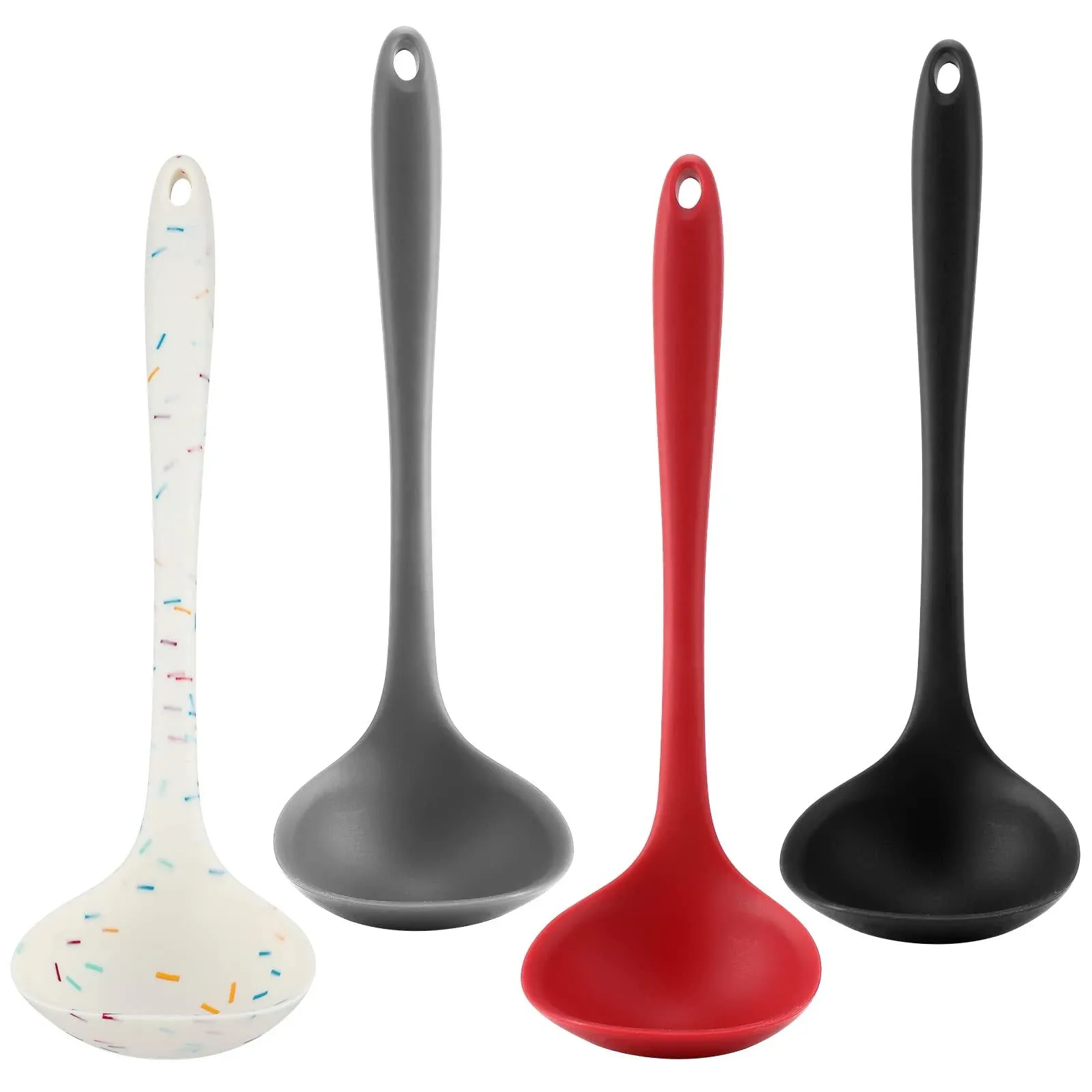 4 Pieces Silicone Ladles for Cooking - 4 Colors Middle Soup Ladle Spoon Heat ...