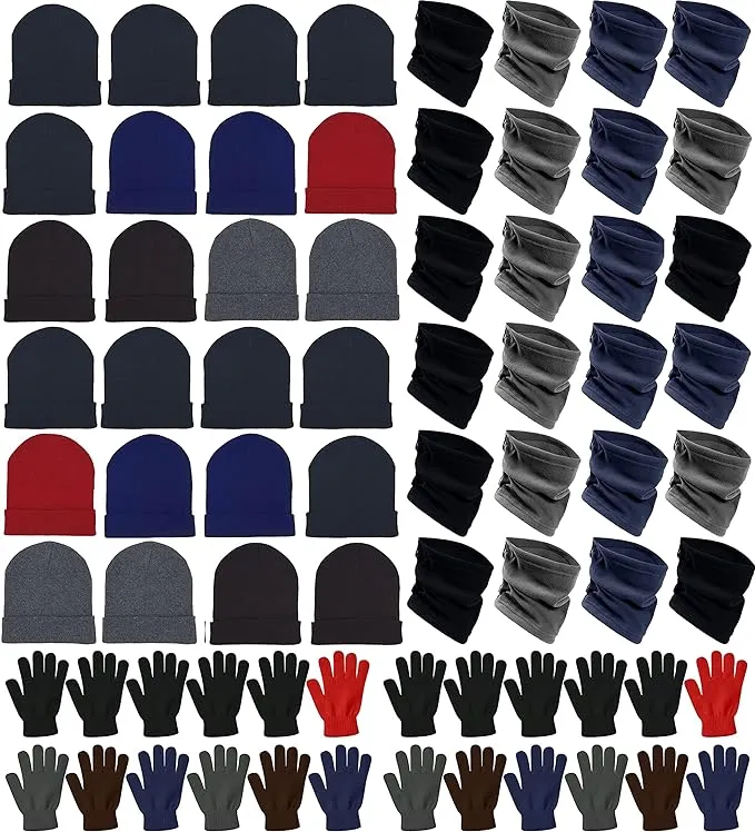 72x Winter Gloves, Beanies, Neck Warmers Unisex Bulk Pack Donation Charity Care Bundle