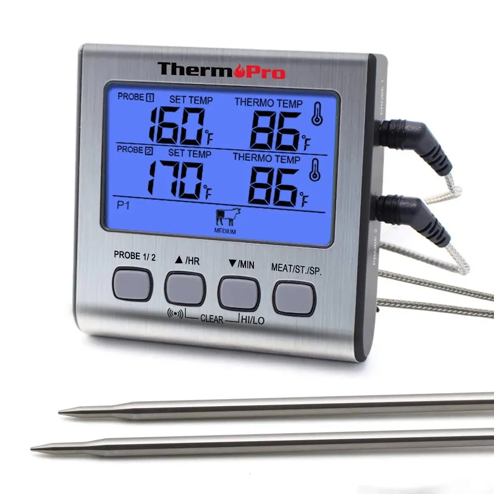 ThermoPro TP-17 Dual Probe Digital Cooking Meat Thermometer Large LCD Backlight Food Grill Thermometer