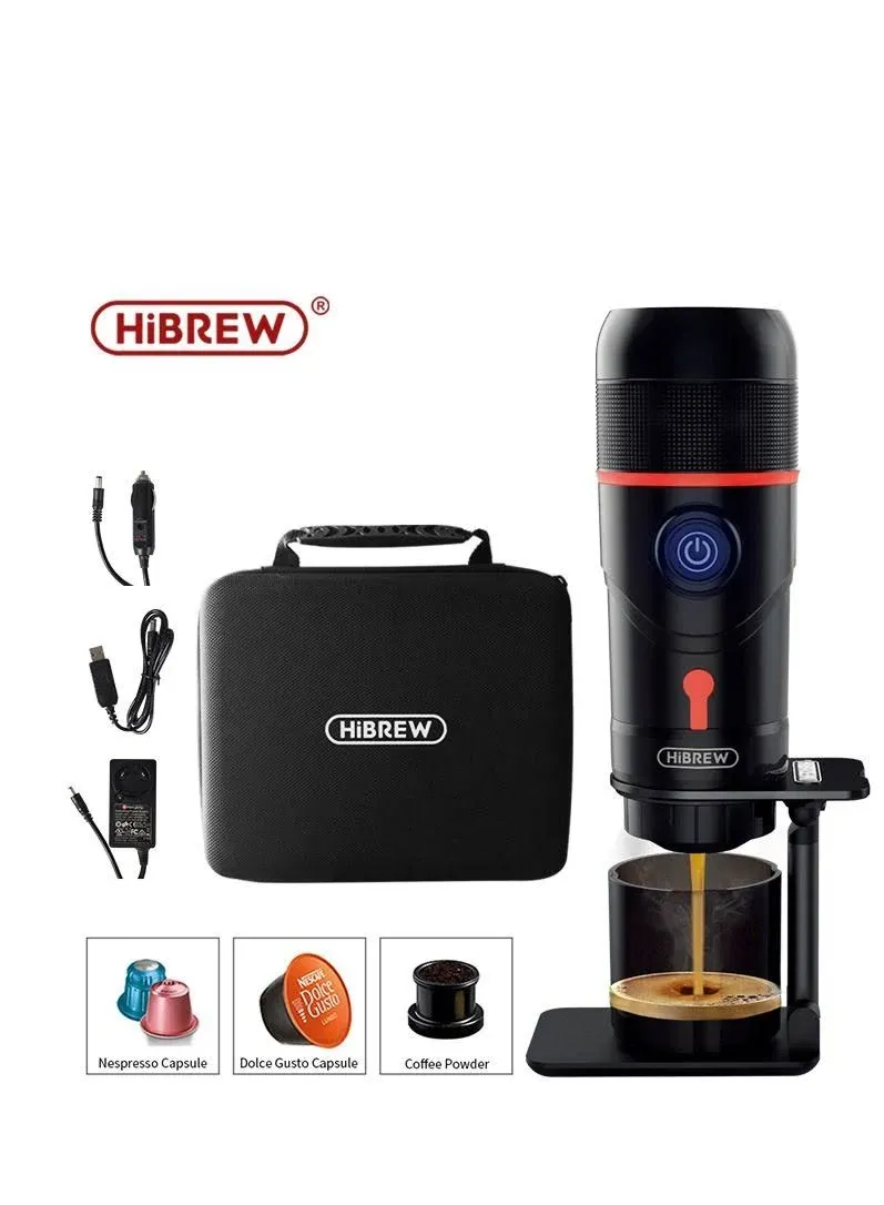 HiBREW H4 Portable 15 Bar DC 12V Car Coffee Maker with Adapter Storage Bag-Black