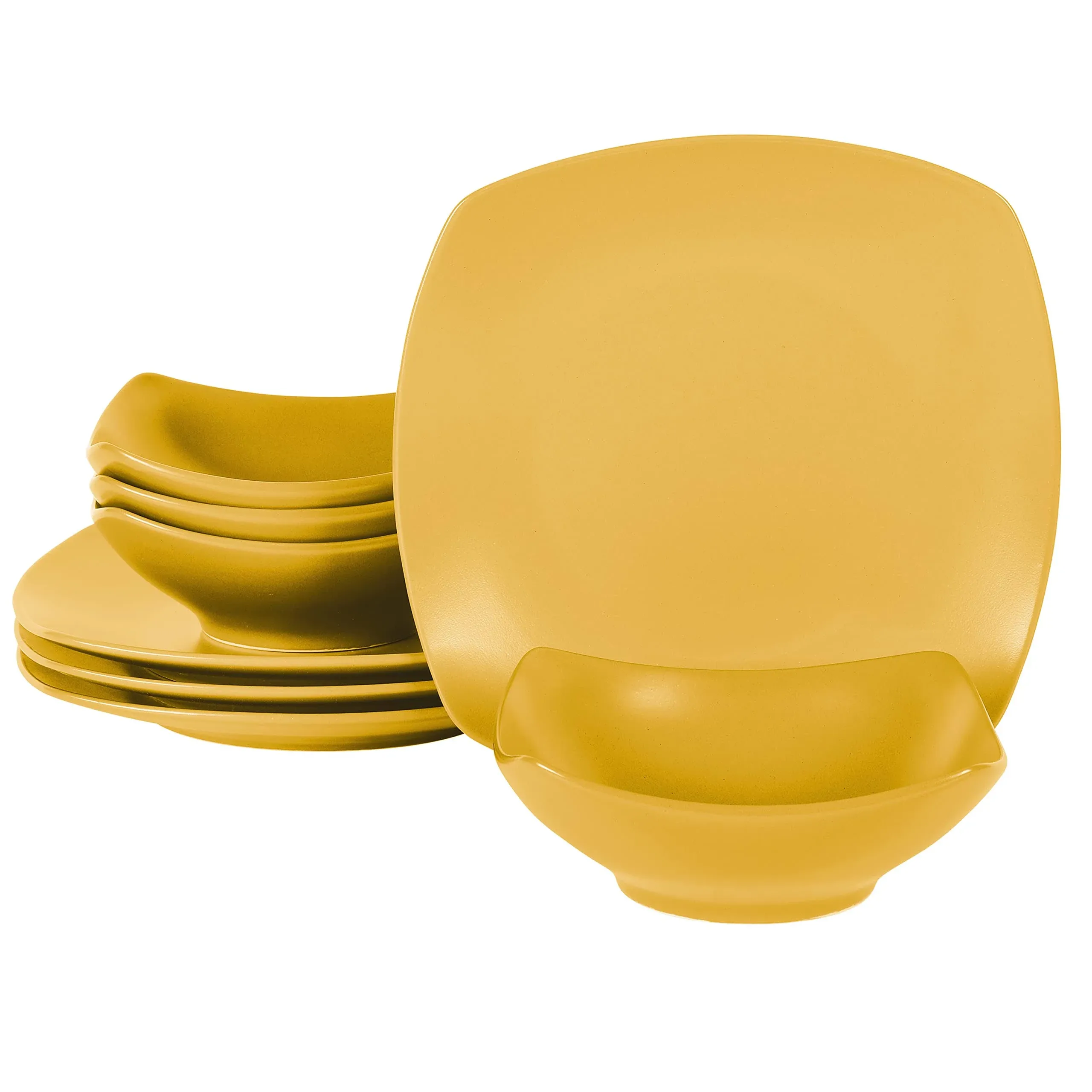 Gibson Home Zen Buffet Matte Porcelain Plates and Bowls Dinnerware Set - Yellow ...