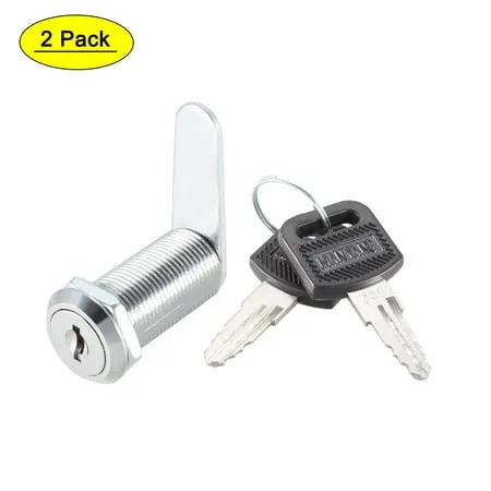 Uxcell Cam Lock 35mm Cylinder Long Fit for Max 1-1/2-inch Panel Keyed Different 2Pcs