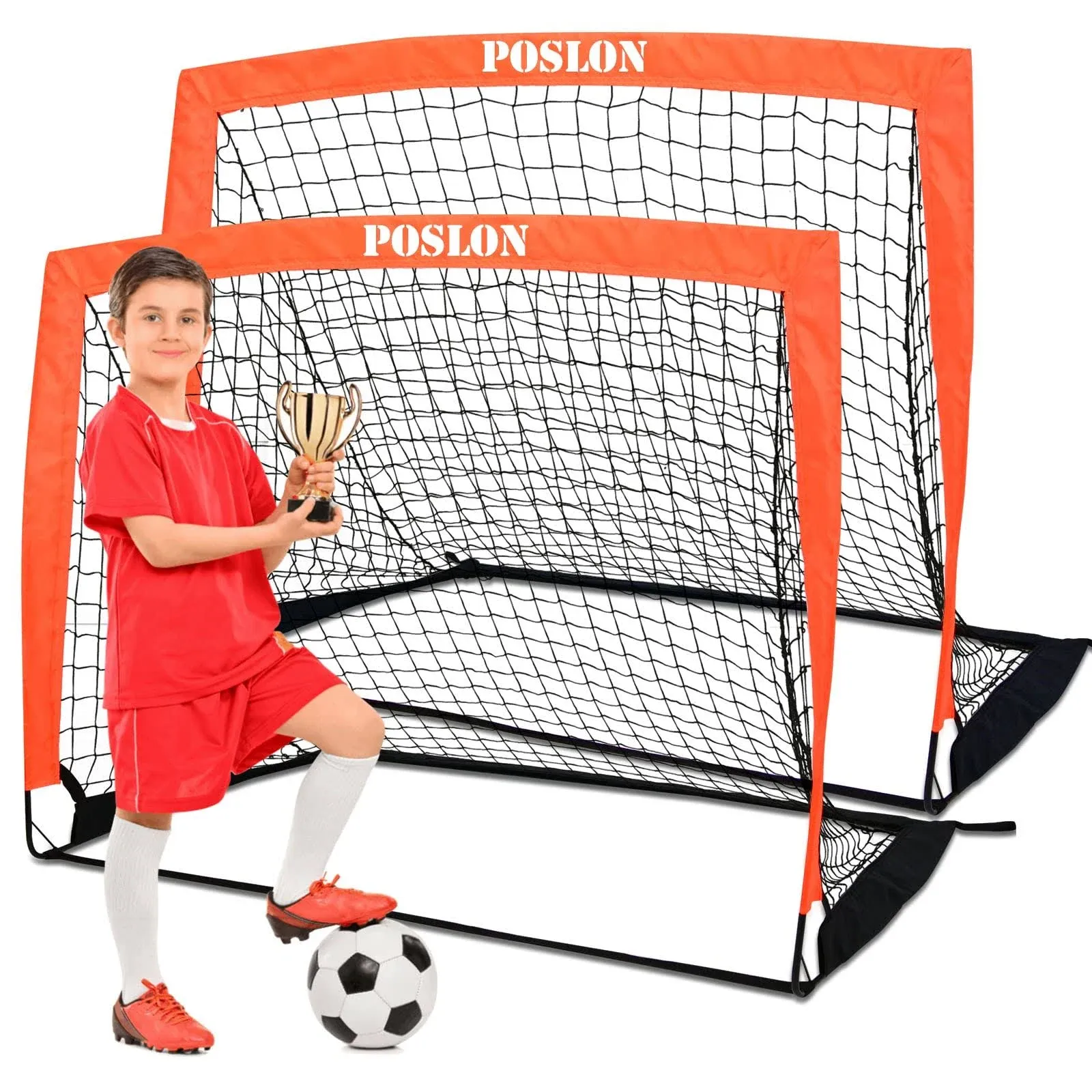 Poslon Soccer Goal Kids Soccer Net Set Carry Bag for Games and Training for Backyard for Kids and Teens