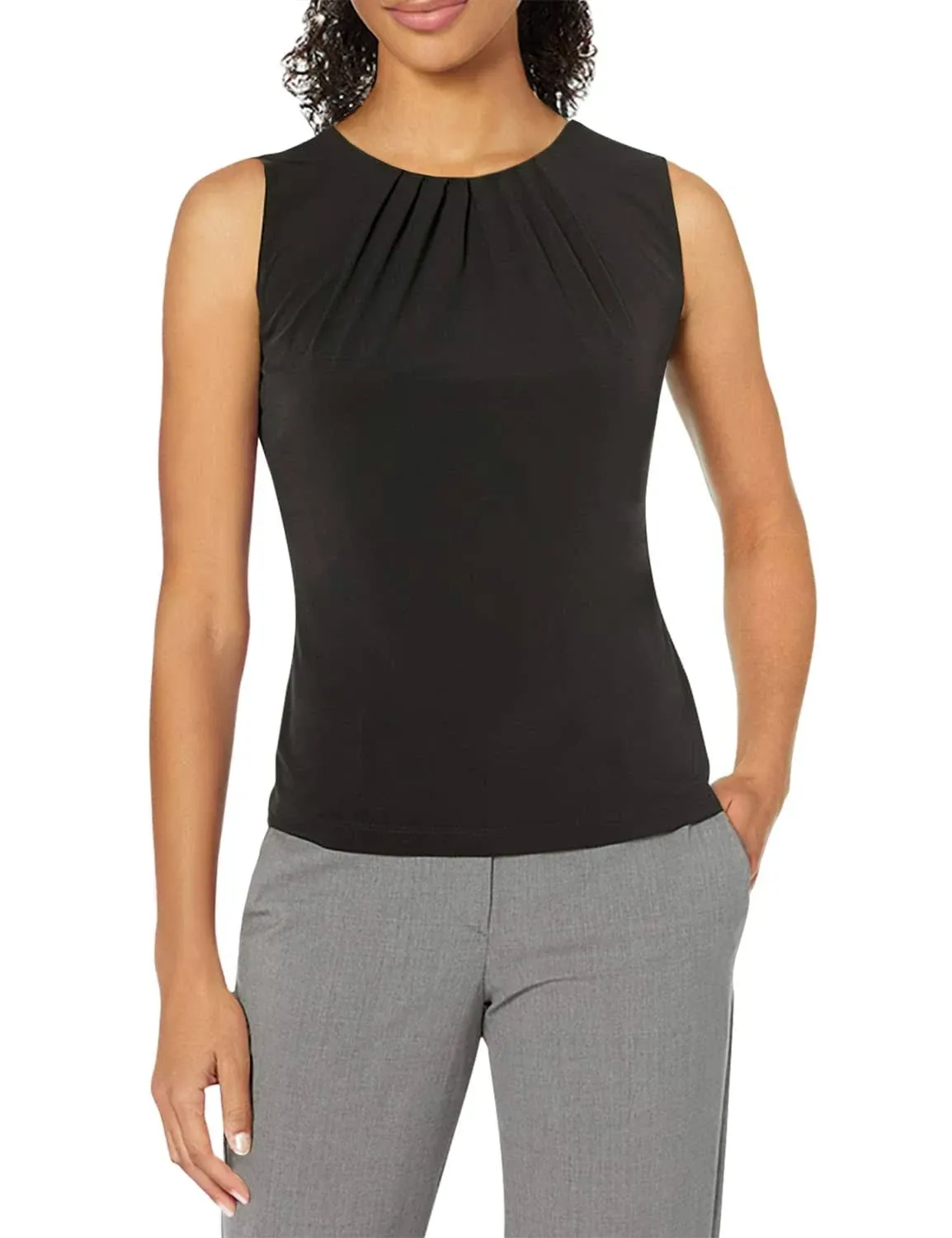 Calvin Klein Sleeveless Suiting Top - Black - 12