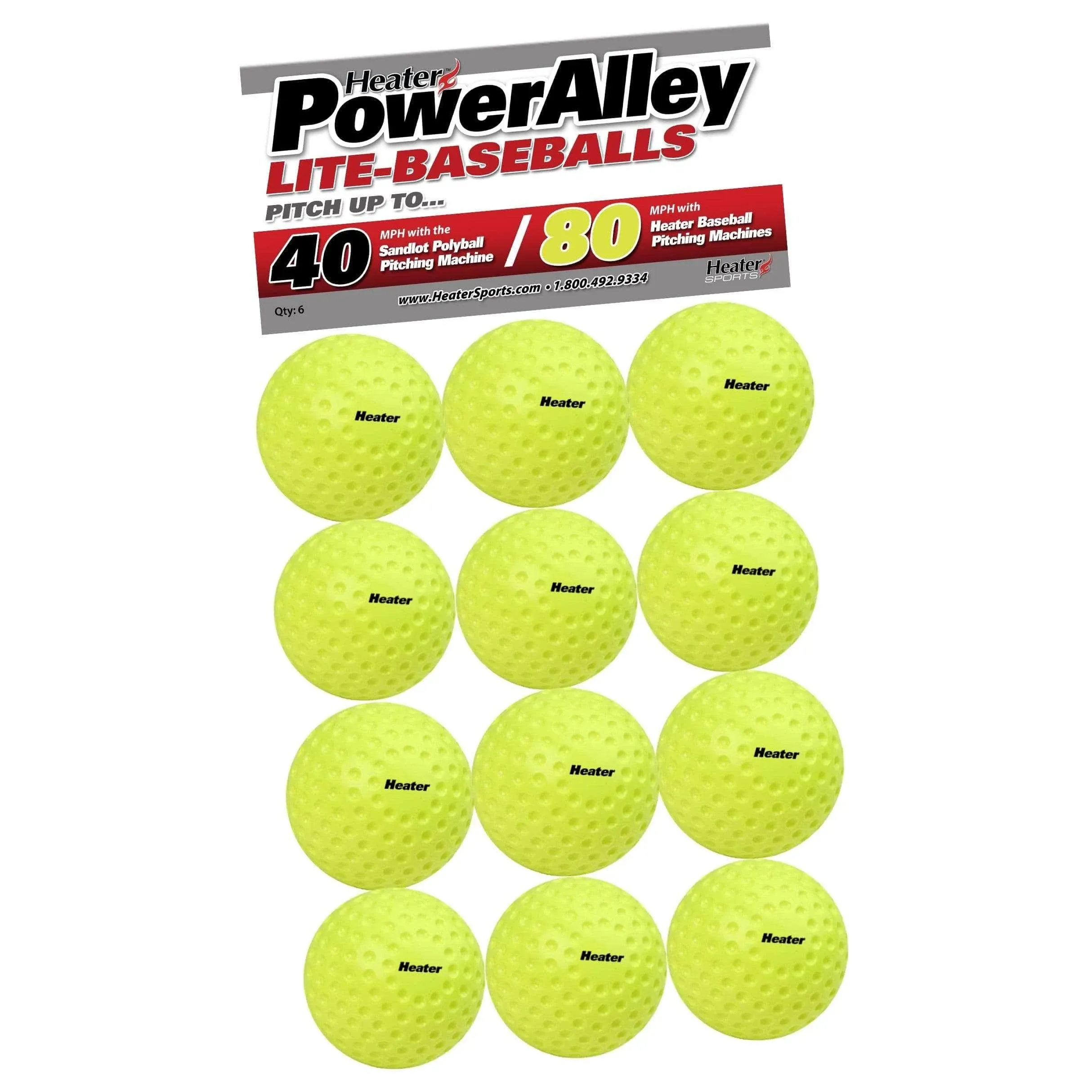 Heater [12 Pack] Sports PowerAlley 80 MPH Lite Balls &amp; Trend Sports Sandlot