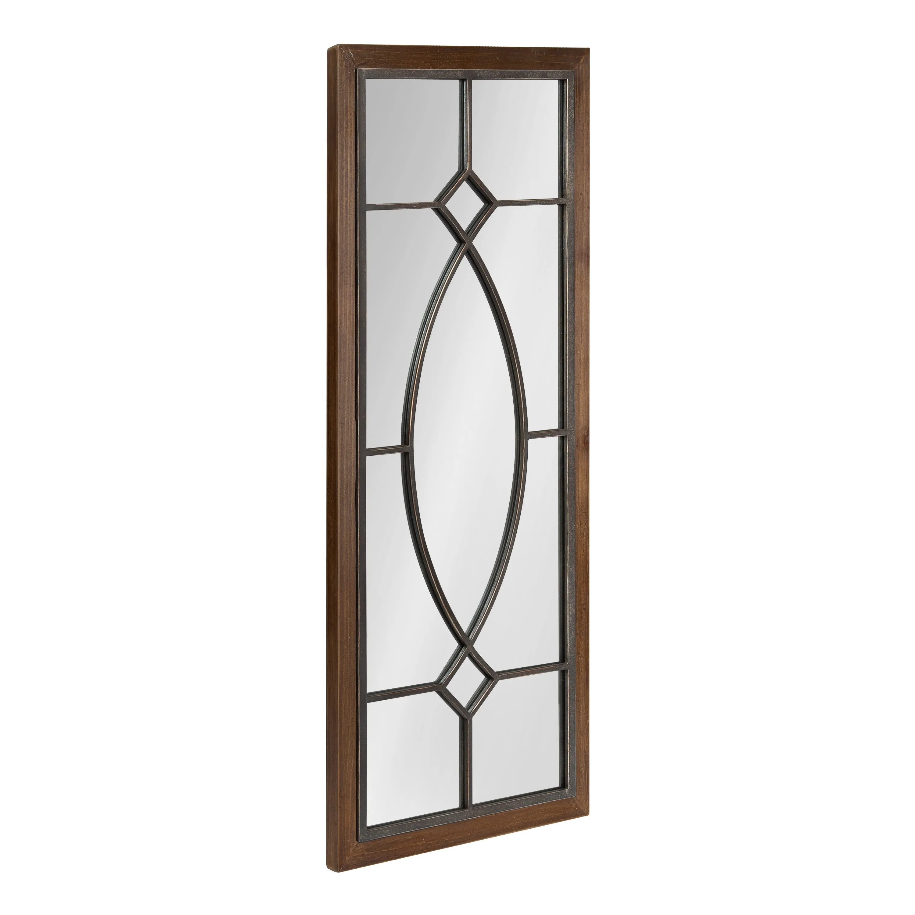 Kate and Laurel Bakersfield Farmhouse Wall Mirror, 13 x 30, Black, Traditional Wood and Metal Framed Mirror for Wall