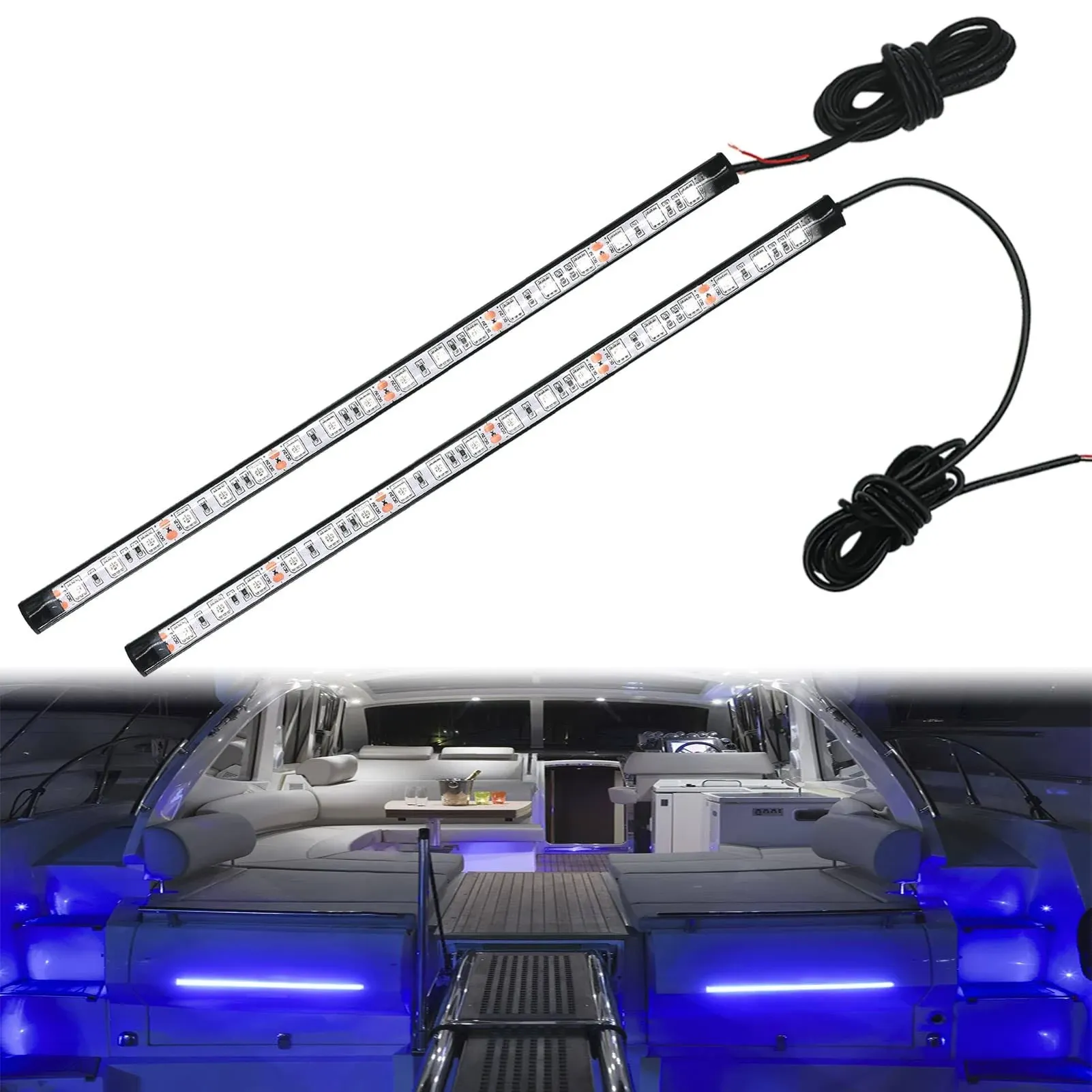 Obcursco Blue Pontoon Led Boat Lights, Waterproof Boat Light for Night Fishing, Boat Interior Lights, Marine Deck Light, Courtesy Lights for Fishing Boat, Yacht, Bass Boat and Jet Ski