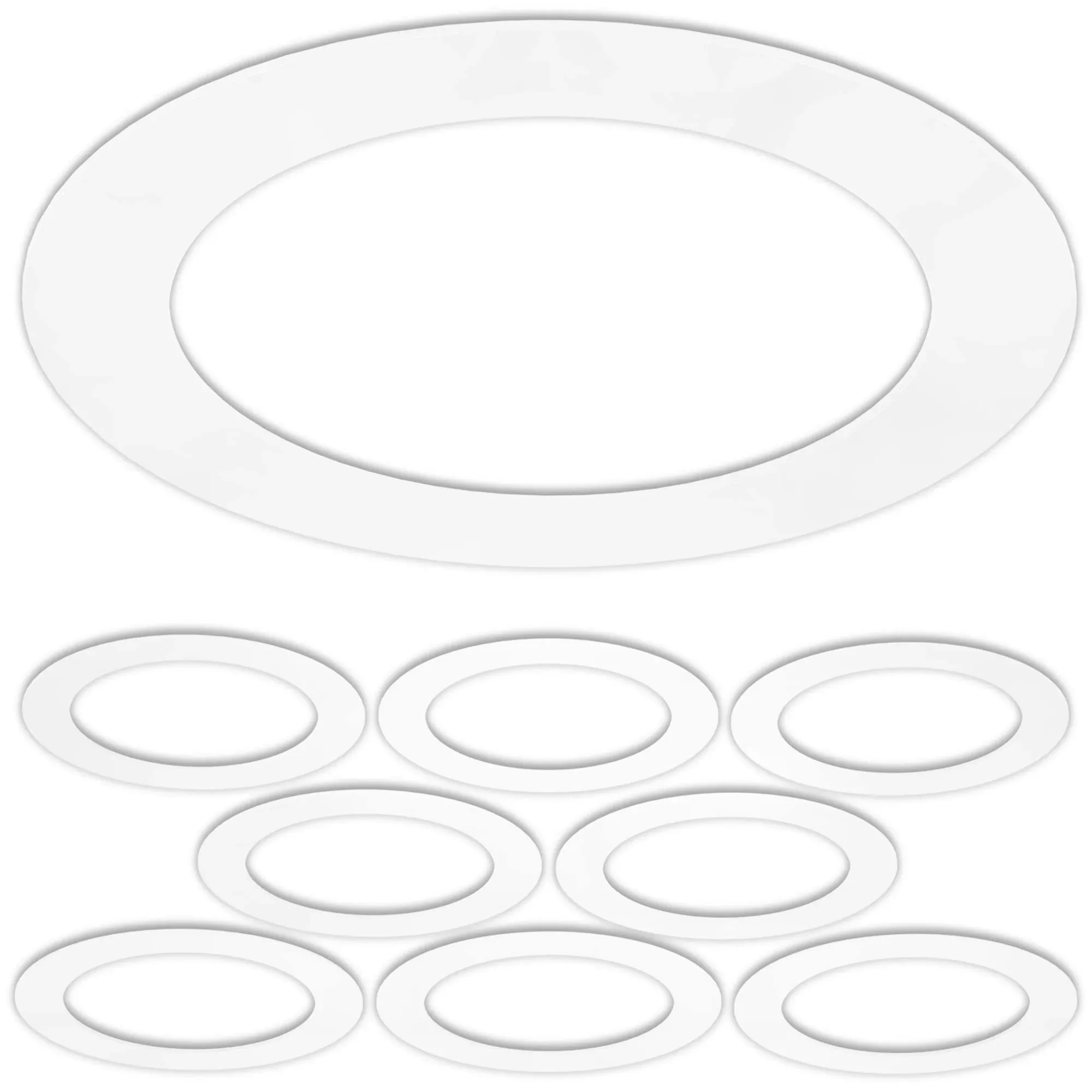 Sunco 12 Pack Goof Rings for Recessed Light Fixture Living Room Can Light Goof Trim Ring, Outer Diameter 8.6-inch, Inner Diameter 6.2-inch, Matte Finish, Flush Mount, 5-6 Inch, White