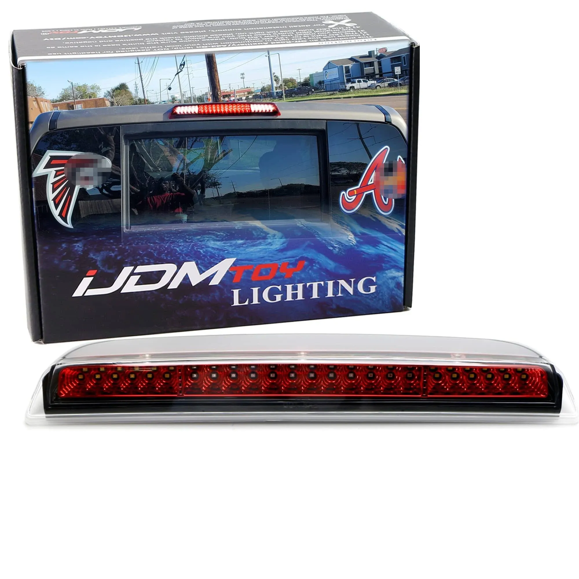 iJDMTOY Smoked Lens Full LED High Mount Third Brake/Stop Light Assembly Compatible with Ford 2015-2020 F-150, 2017-up F-250 F-350, 2019-up Ranger, 2022-up Maverick