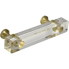 CKP #G-85 3 in Brand Elegance Glass Collection Clear Glass Pull with Satin Brass Base