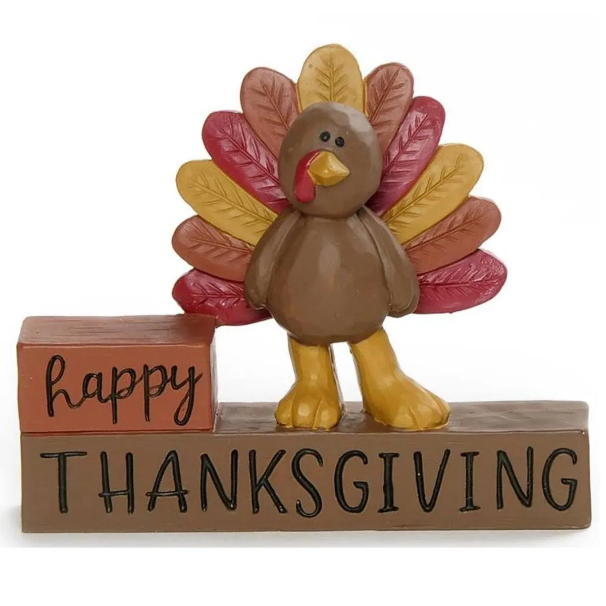 Blossom Bucket 216-13292 Happy Thanksgiving Block with Turkey Decorative Sign