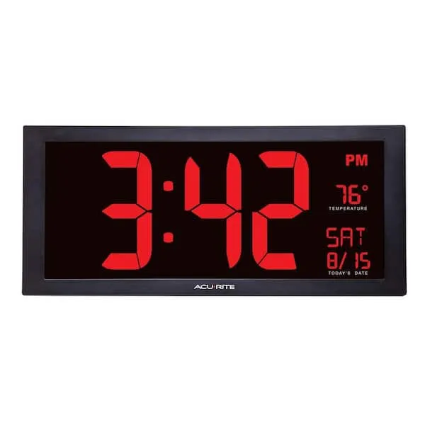 AcuRite 18 in. Large LED Clock with Indoor Temperature